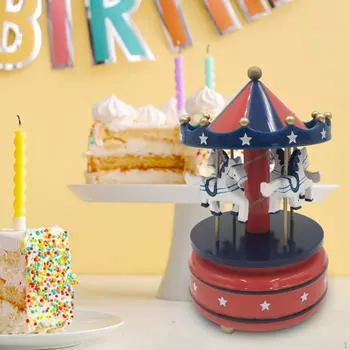 Рождественская деревянная карусель музыкальная шкатулка поделки украшение прекрасный вращающийся стол для детей Bule