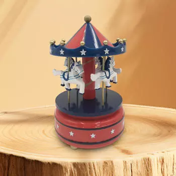 Рождественская деревянная карусель музыкальная шкатулка поделки украшение заводной мюзикл на годовщину Bule