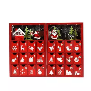 Рождественская деревянная книга-календарь Адвента Санта 24 дня коробка для хранения для рождественского фестиваля вечеринка фон украшение обратный отсчет 21x9x31cm