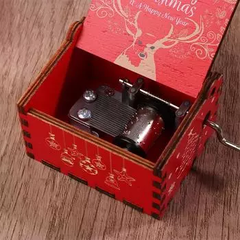 Рождественская деревянная музыкальная шкатулка с рукояткой на Хэллоуин, веселое рождественское украшение для дома, подарок на Рождество, день рождения, год