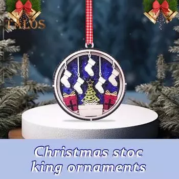 Рождественская деревянная подвеска 3D многослойные рождественские чулки подвесное украшение праздничное елочное украшение для семейного праздника декор 1pc