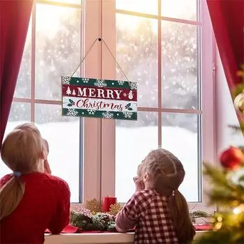Рождественская деревянная подвесная вывеска для украшения входной двери с подвесной веревкой, подвесная вывеска для домашнего окна, стены, внутреннего и наружного украшения, товары One Size