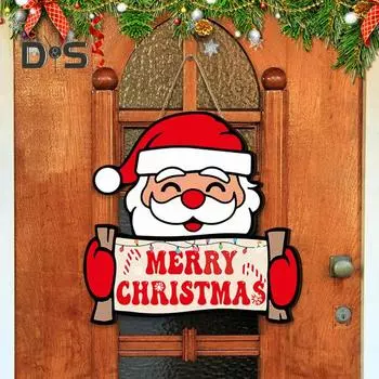 Рождественская деревянная табличка на дверь, снеговик, гном, Санта-Клаус, вешалка на дверь, настенная табличка для входной двери, приветственная табличка, украшение для дома и улицы, подвеска D