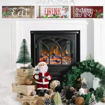 Рождественская деревянная вывеска для дома, 3 шт., «Веселитесь, ешьте и пейте», вывеска «Счастливого Рождества» на входную дверь для разноцветный