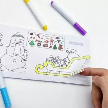 Рождественская детская книжка-раскраска Санта-Клаус Снеговик Снежинка Водонепроницаемая самоклеящаяся детская книжка-раскраска из ПВХ