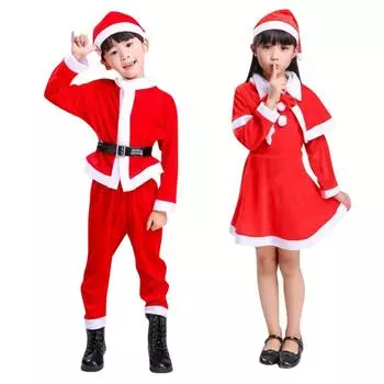 Рождественская детская, мужская и женская одежда, ежегодная вечеринка, сценическое представление, рождественская одежда, одежда Санта-Клауса для ролевых игр 100 красный