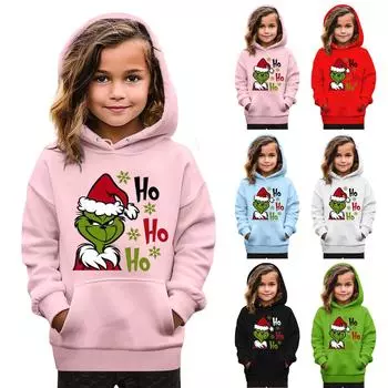 Рождественская детская толстовка с длинным рукавом, легкая повседневная толстовка с капюшоном, свободная, удобная детская толстовка 110 чёрный