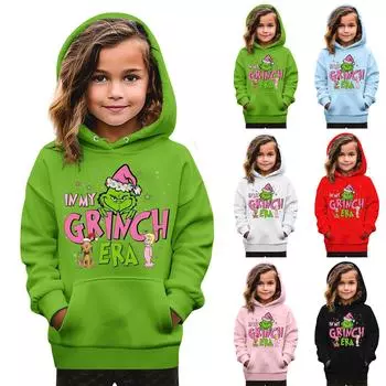 Рождественская детская толстовка с длинным рукавом, легкая повседневная толстовка с капюшоном, свободная, удобная детская толстовка 110 чёрный