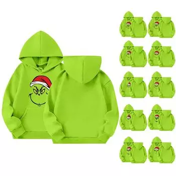 Рождественская детская толстовка с длинным рукавом, легкая повседневная толстовка с капюшоном, свободная, удобная детская толстовка 110 армия зеленый