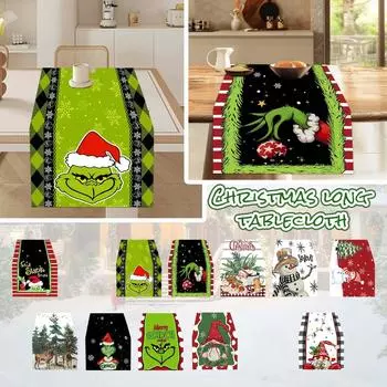 Рождественская дорожка для стола со снеговиком, креативный коврик для стола, длинная скатерть для праздничного украшения One Size