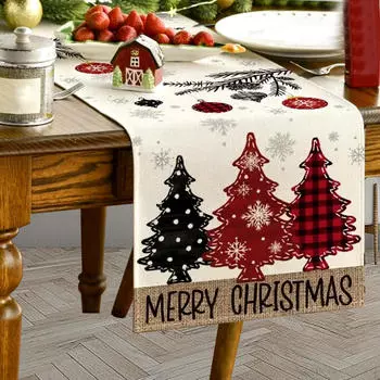 Рождественская дорожка для стола, украшение для столовой, фестивальная рождественская елка, скатерть для кухни, центральный элемент 33cmx90cm