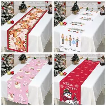 Рождественская дорожка для стола Веселое рождественское украшение для дома 2024 Скатерть Рождественское украшение Навидад Натал С Новым годом Подарок 2025