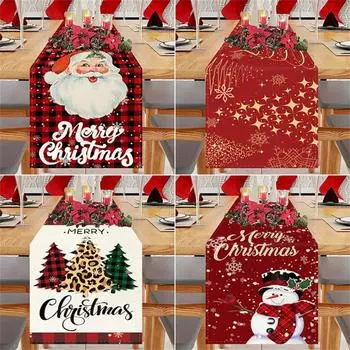 Рождественская дорожка для стола Веселое рождественское украшение для домашнего стола 2024 Рождественское украшение Navidad Notal Noel Счастливые новогодние подарки 2025 33X183cm