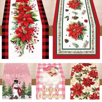 Рождественская дорожка для стола Веселые рождественские украшения для домашнего декора 2024 Xmas Navidad Notal Noel Подарки Новогодний декор стола 2025