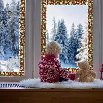 Рождественская доска объявлений, наклейка на стену, рождественская цветочная отделка, самоклеящиеся этикетки, наклейки для классной доски, школьный декор красный/зелёный