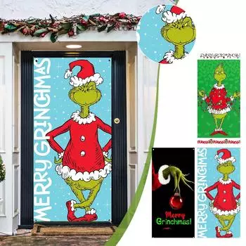 Рождественская дверь Ширина полиэфирной ткани Рождественские и новогодние украшения Рождественская дверная занавеска Рождественское украшение 180*90 см One Size