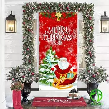 Рождественская дверная крышка, украшение Санта-Клауса, передняя дверь, фон, баннер, Веселое Рождество, подвесной знак для A