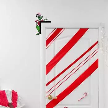 Рождественская дверная ручка Праздничная деревянная зеленая дверная рамка с эльфом Декор Дверь Right красный