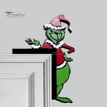 Рождественская дверная ручка, праздничный деревянный зеленый эльф, верхняя дверная рама, декор для двери, стены, окна, угловой знак для рождественской вечеринки, украшение Right красный