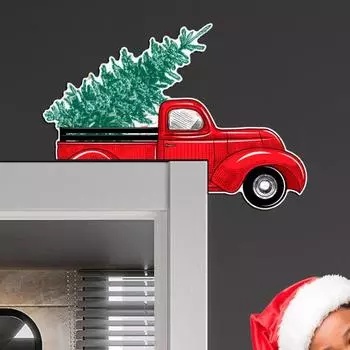 Рождественская дверная угловая рамка, украшение, праздничный Санта-Клаус, олень, деревянная отделка, с Новым годом 2023, рождественская вечеринка, реквизит, домашний декор A