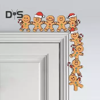 Рождественская дверная угловая вывеска в виде пряничного человечка, декор дверной рамы, металлическая угловая вывеска, праздничный декор для настенной оконной рамы Right