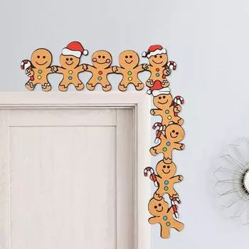 Рождественская дверная угловая вывеска в виде пряничного человечка, декор дверной рамы, металлическая угловая вывеска, праздничный декор для настенной оконной рамы Right