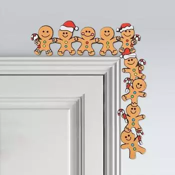 Рождественская дверная угловая вывеска в виде пряничного человечка, декор дверной рамы, металлическая угловая вывеска, праздничный декор для настенной оконной рамы Right