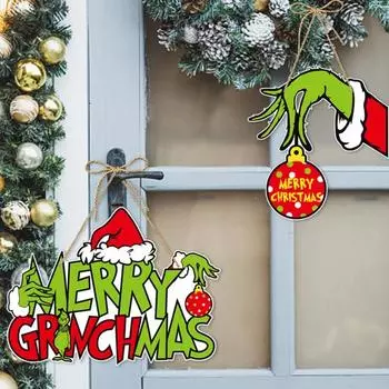 Рождественская дверная вывеска, устойчивая к выцветанию, с рисунком эльфа, праздничная подвесная вывеска для рождественских праздничных вечеринок B