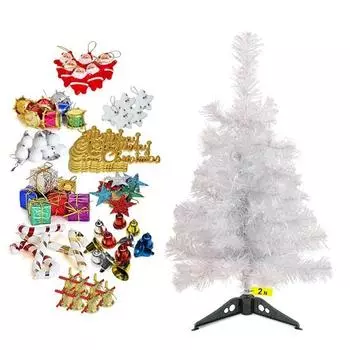 Рождественская елка 2 фута с 54 украшениями, подвесные украшения, реквизит, настольная миниатюрная рождественская искусственная сосна, предметы декора для вечеринки для дома