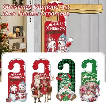 Рождественская елка алмазное искусство подвеска дверь подвеска комплект для дверной ручки украшения Dia D0X1 green2-1pcs