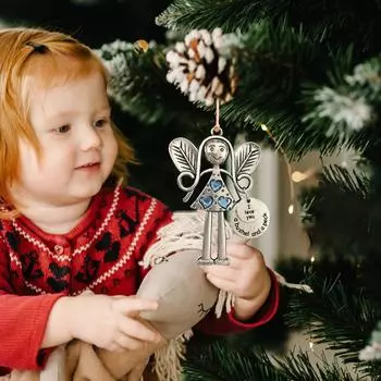 Рождественская елка Ангел Украшение Подвеска Сплав Выгравированные Благословения Любовь Брелок Рождественский Подарок One Size синий