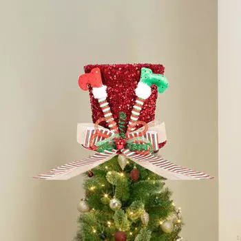 Рождественская елка, бант, цилиндр, шляпа, ручная работа, художественные поделки, сделай сам, блестящее украшение, рождественский орнамент для офиса