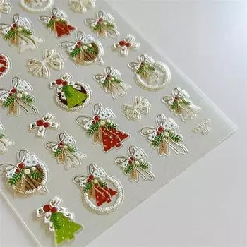 Рождественская елка бант лента рельефная трехмерная наклейка для ногтей изысканные наклейки для ногтей милые наклейки для украшения ногтей подарки