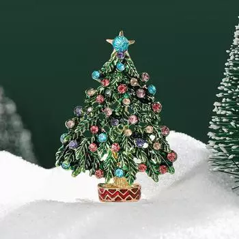 Рождественская елка Брошь Модные аксессуары со стразами Сплав Бриллиантовая капельная брошь в виде растения