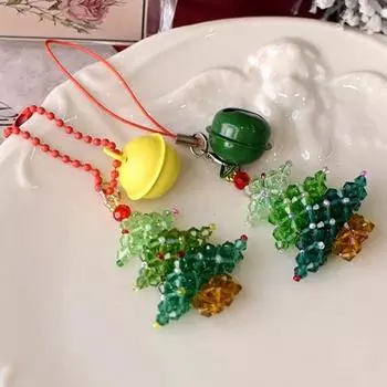 Рождественская елка цепочка для телефона из бисера милая ручная работа цепочка для телефона из бисера анти-потеряющийся шнурок сумка декор рождественский подарок A2