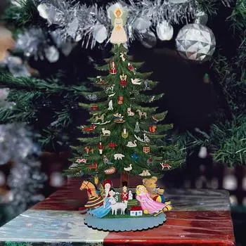 Рождественская елка, деревянное украшение каминной полки, красивая модная рождественская елка, украшение стола для дома, рабочего места, настольная полка