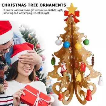 Рождественская елка детская ручная работа DIY стерео деревянная рождественская елка сцена макет