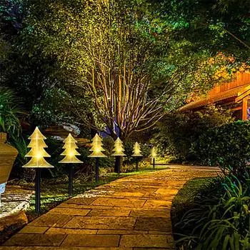 Рождественская елка дорожка огни уличный набор из 5 солнечных ландшафтных дорожек огни для праздничного украшения для вечеринки двор патио газон 725 5 LED