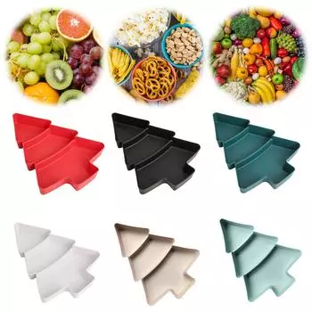 Рождественская елка Фруктовая тарелка Разделенная конфетная тарелка Украшения для рождественской вечеринки для дома 2024 Navidad Noel Natal Рождественский подарок красный