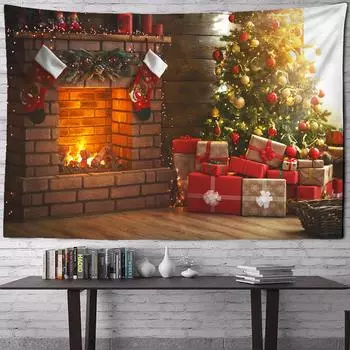 Рождественская елка, гобелен, новогоднее украшение, настенный гобелен, ковер, рождественский домашний декор, коврик для йоги, покрывало, пляжный коврик, подарок 100x75cm