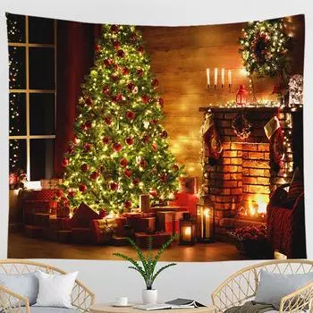 Рождественская елка, гобелен, Рождественский подарок, камин, снежинки, Санта-Клаус, зимнее украшение для фермерского дома, кухонное настенное одеяло 100x75cm