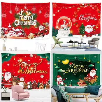 Рождественская Елка Гобелен Санта Клаус Висит Ткани Фон Ткани Рождественская Елка 100x75cm