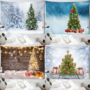 Рождественская елка, гобелен, украшения, настенный новогодний ковер, рождественский домашний коврик для йоги, чехол для кровати, пляжный коврик, подарок 100x75cm