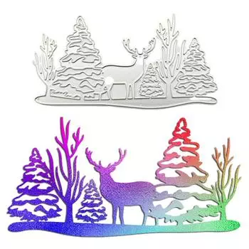 Рождественская елка и олень дизайн шаблон металлический трафарет для DIY Скрапбукинг альбом фото тиснение бумажная карта ремесленный декор серебряный