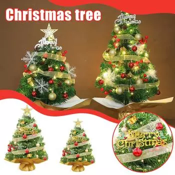 Рождественская елка Искусственная новогодняя елка с огнями, включая рождественские украшения, стекающиеся идеальные рождественские украшения для дома One Size