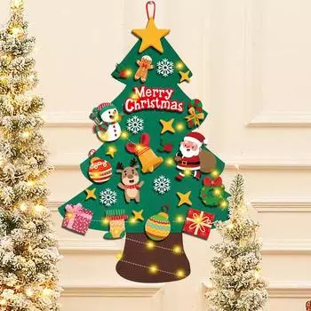 Рождественская елка из фетра с подсветкой своими руками, рождественские украшения, настенная рождественская елка с огнями, фетровая рождественская елка для детей