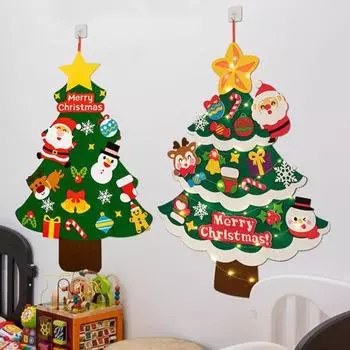Рождественская елка из фетра своими руками для малышей, большая светящаяся рождественская елка с Санта-звездой, конфетными фигурками, детская развивающая игрушка A
