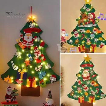 Рождественская елка из фетра своими руками с гирляндой очаровательный внешний вид яркий цвет без запаха комплект рождественской елки ручной работы Декор для вечеринки B