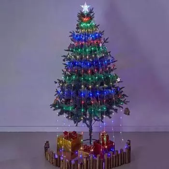 Рождественская елка каскадные мерцающие огни 8 режимов Регулируемая функция таймера Водонепроницаемый белый