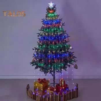 Рождественская елка каскадные мерцающие огни 8 режимов Регулируемая функция таймера Водонепроницаемый Простая установка каскадные мерцающие огни для елки теплый белый